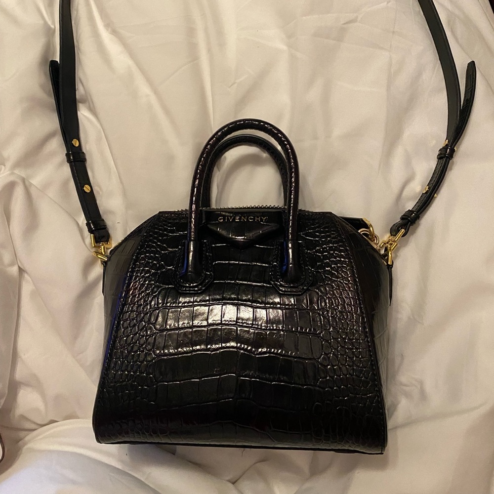 Givenchy Mini Antigona Crocodile-Effect Leather